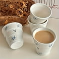 thumbnail image 6 of Two French Country Style Ceramic Mugs - Hand-kneaded vintage wrinkled coffee mugs, microwave and dishwasher safe, suitable for tea, matcha, juice, milk - hand-pleated for a rustic table setting (200m, 6 of 11