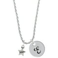 thumbnail image 1 of Delight Jewelry Silvertone Mini ''Believe'' Star Silvertone Script Initial Disc - E - Charm Necklace, 20"+3", 1 of 4