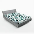 thumbnail image 2 of Ambesonne Botanical Fitted Sheet, Retro Flower Leaf Design, Queen Size, Dark Teal Slate Blue, 2 of 5