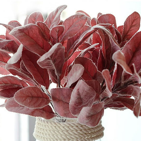 Dream Lifestyle Artificial Flocked Greenery Leaves Short Stems, Fake Eucalyptus Leaves Stems Faux Lambs Ear Greenery for Home Wedding Diy Craft Floral Arrangement Wreath Decor