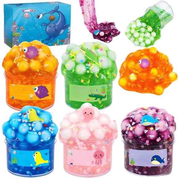 5-Pack Clear Crystal Slime Kit 2.37 Fl Oz Each, Mess Free Non Sticky Putty Set for Stress Relief, Sensory Play Novelty Party Favors Gift
