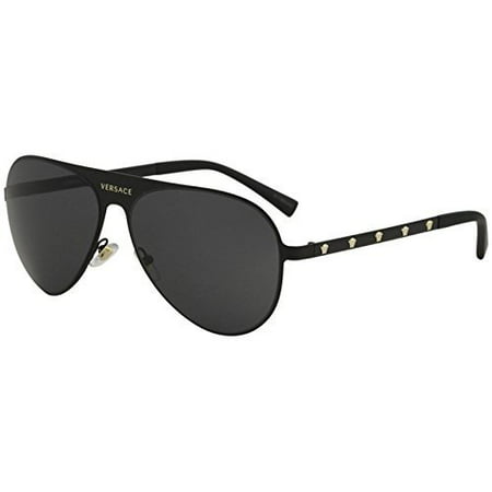 Versace Women's Aviator Sunglasses, Matte Black/Grey, One Size