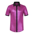 thumbnail image 5 of INSPIRE CHIC Sparkle Disco Shirt for Men's Short Sleeves Button Down Nightclub Party Shirts XL Rose Red, 5 of 5