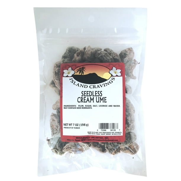 Island Cravings Hawaii Seedless Cream Ume Dried Plum 7 oz. bag
