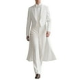 thumbnail image 2 of BRGZLK Mens Tailcoat Cardigan Long Tuxedo Jacket Formal Slim Fit Dress Vintage Suit Blazer Wedding Cocktail Party Holiday Dress Buttoned Woolen Coat White S, 2 of 5