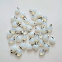 K-KED Natural Stone Heart 50pcs Opal Pendant Bead for DIY Necklaces Delicate Jewelry 16mm