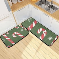 Christmas Candy Cane Kitchen Mats Non Slip Standing Desk Mat Runner Rug Washable Kitchen Rugs for Floor 2PCS