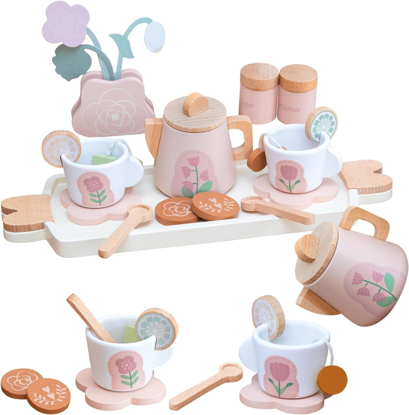Pretend Play Set for Toddler Girl, Afternoon Tea and Coffee Set with ...