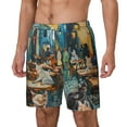 thumbnail image 2 of Uemuo Whimsical Cats Night Cafe Pattern Mens Swim Trunks Quick Dry Board Shorts with Mesh Lining, Stretch Beach Shorts Quick Dry No-Chafing Board Shorts-Small, 2 of 9