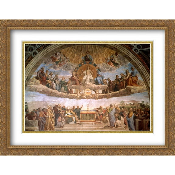 The Disputation of the Holy Sacrament 2x Matted 36x28 Large Gold Ornate Framed Art Print by Raphael