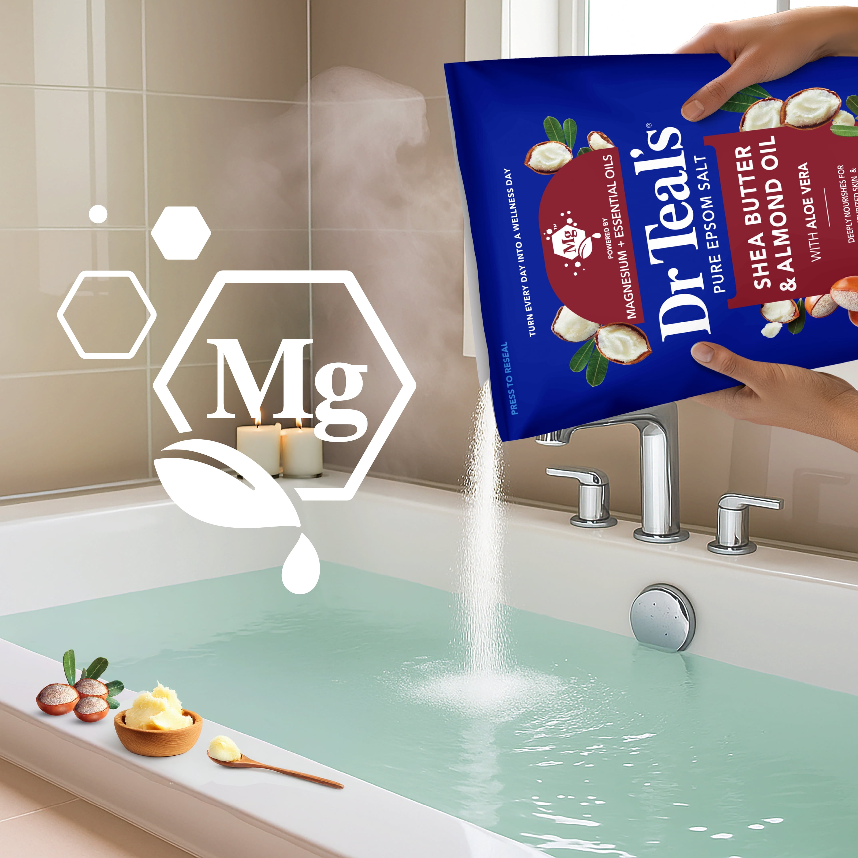 (4 pack) Dr Teal's Epsom Salt Magnesium Soak, with Shea Butter & Almond Oil, 7 lbs