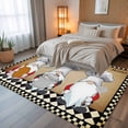 thumbnail image 5 of 5x7 Area Rugs, Farmhouse Chef Gnomes Non-Skid Rubber Backing Large Rectangle Rugs - Living Room Bedroom Home Office, Vintage Black White Plaid Indoor Floor Mat Carpets Washable Rug, 5 of 9