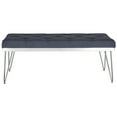 thumbnail image 3 of SAFAVIEH Marcella Contemporary Mid-Century Tufted Bench, Navy/Chrome, 3 of 6