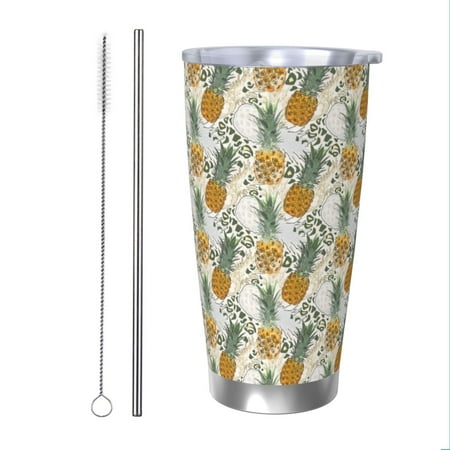 

Cauagu Fruit Pineapples Pattern 20oz Tumbler Stainless Steel Vacuum Insulated Tumbler with Lid Durable Insulated Coffee Mug Thermal Cup with Splash Proof Sliding Lid-Straw Two-piece Set