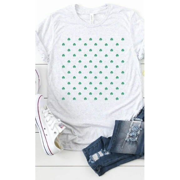 Clover Pattern Graphic Tee T-Shirt PLUS