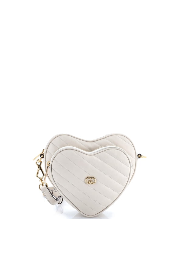 Pre-Owned Interlocking G Heart Shoulder Bag Diagonal Quilted Leather Mini By Rebag