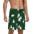 thumbnail image 2 of Logiee Christmas tree green plaid Print Men's Pajama Shorts with Drawstring & Pockets,Sleep Shorts for Men,Sleepwear Bottoms,Elastic Waistband Loungewear-Small, 2 of 6
