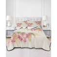 thumbnail image 2 of Quilts Twin-XL Size Bedding Set, Pink Weeping Floral Lightweight Quilted Comforter, Spring Summer Pastoral Flowers Rustic Soft Bedspread Coverlet with Pillow Covers for All Season, 68" x 98", 2 of 7