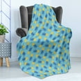 thumbnail image 4 of Pineapple Soft Flannel Fleece Throw Blanket, Summer Fruits Tasty Tropical Vegan Ananas Summertime Demonstration, Cozy Plush for Indoor and Outdoor Use, 70" x 90", Azure Blue and Mustard, by Ambesonne, 4 of 5
