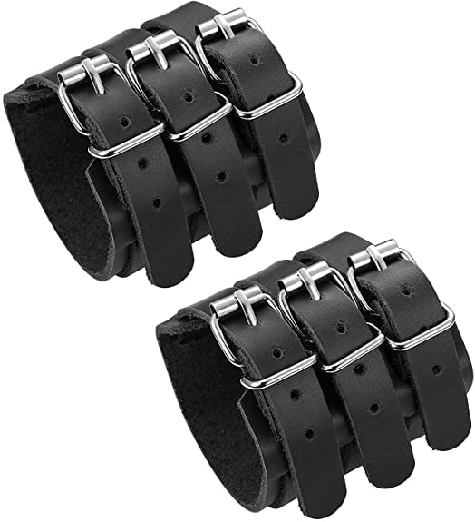 Leather Gauntlet Wristband Medieval Bracers Wrist Band Buckle Wide Bracer Arm Armor Cuff 2 Pcs 