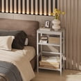 thumbnail image 7 of Record Player Stand with Album Storage - White End Table for Living Room, 7 of 7