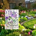 thumbnail image 4 of Home Sweet Home Purple Floral Garden Flag Lavender Daisy for Outside Yard 12.5 x 18 Double Sided Burlap Spring Summer Flowers Small Flags Seasonal Purple Outdoor Yard Decorations, 4 of 5