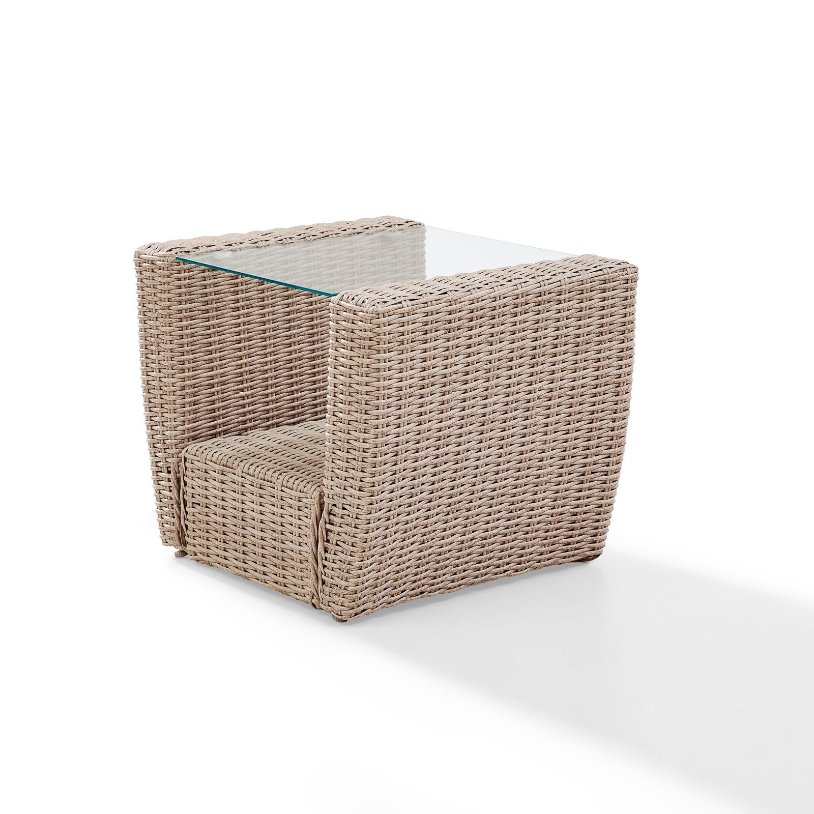 Crosley St Augustine Outdoor Wicker Side Table In Weathered White - image 3 of 6