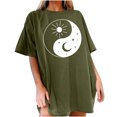 thumbnail image 1 of SMihono Hauts pour Femmes Été Décontracté Vintage Col Rond Imprimé Motif Manches Courtes Blouse T-shirt Oversize pour Femmes 2023, 1 of 5