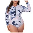 thumbnail image 1 of MKLEKYY Trajes De Baño Mujer Women'S Fashion Long Sleeve Printed Zip Conservative Plus Size Swimsuit, 1 of 6