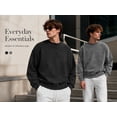 thumbnail image 5 of LRGSHF Mens Acid Wash Vintage Sweatshirt Relaxed Fit Crewneck Pullover Ribbed Collar Cuffs Long Sleeve Casual Drop Shoulder Y2K Streetwear Top Fall Winter Clothes, 5 of 9