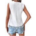 thumbnail image 4 of Royisotas Summer Women's Tank Tops White Sleeveless Casual Womens Camisoles Tassels Solid Color V-Neck Embroidery Women's Tanks & Camis, 4 of 4