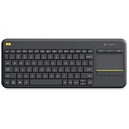 Refurbished Logitech K400 Plus Touchpad Wireless Keyboard - Wireless Connectivity - USB Interface - English, French - TouchPad - Compatible with Smart TV, Computer - Mute, Volume Up, Volume