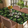 thumbnail image 3 of Spring Leaves Table Cloths for 4 Foot Rectangle Tables, Pastoral Garden Botanical Black Patio Waterproof Elastic Fitted Tablecloths, Washable Rectangular Table Cover for Camping, 3 of 8