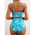 thumbnail image 3 of Set de bikini Herseas para mujer, talle alto, color turquesa, talla pequeña, 3 of 6