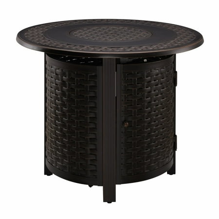 Fire Sense - Hendricks Round Aluminum LPG Fire Pit - Antique Bronze