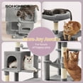 thumbnail image 2 of LEDREM 44.1-Inch Multi-Level Cat Tree with Hammock, 2 Perches & Cave, 4 Scratching Posts & Pompoms for Indoor Cats, Light Gray, 2 of 6