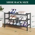 thumbnail image 2 of decorUhome Bamboo 3 Tier Shoe Rack for Closet, Shoe Storage Organizer, Wood Shoe Shelf for Entryway, Black, 2 of 7