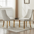 thumbnail image 2 of Tcbosik Farmhouse Dining Chairs Set of 2, Upholstered Accent Side Chair with Stainless Steel Legs, Chenille Fabric Kitchen Chair, Easy Assembly, Beige & Gold, 2 of 11