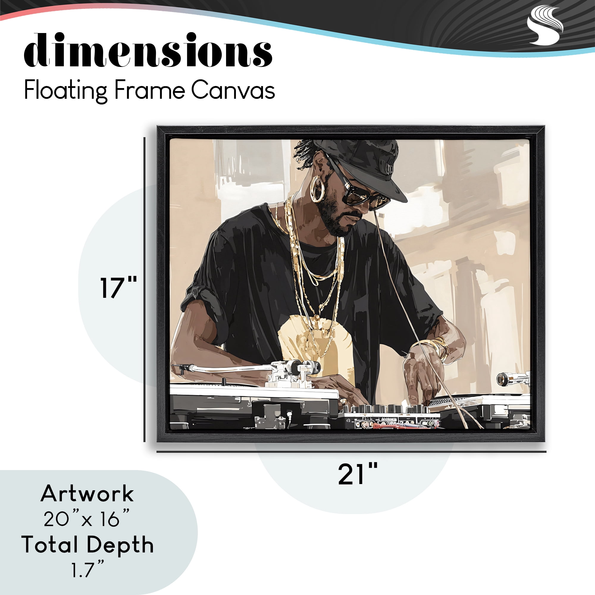 Stupell Industries Timeless DJ with Urban Rhythm Black Framed Floater Canvas Wall Art, design by Franklyn Gregory