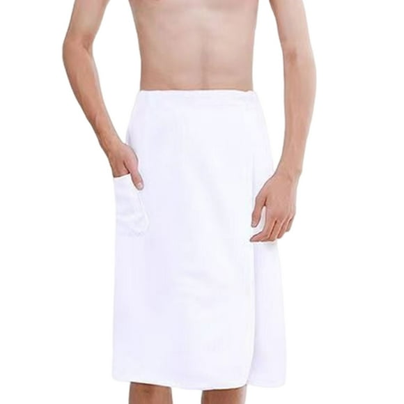 Injueey Toalla de ducha larga de poliéster con tres botones ajustables para viajes de toalla de baño larga para hombres y mujeres Toallas y Paños blanco