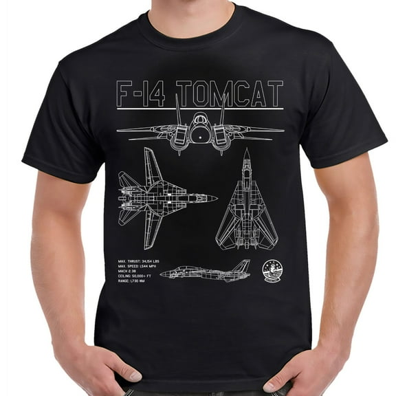 F-14 Tomcat White Schematic Adult Shirt-Small