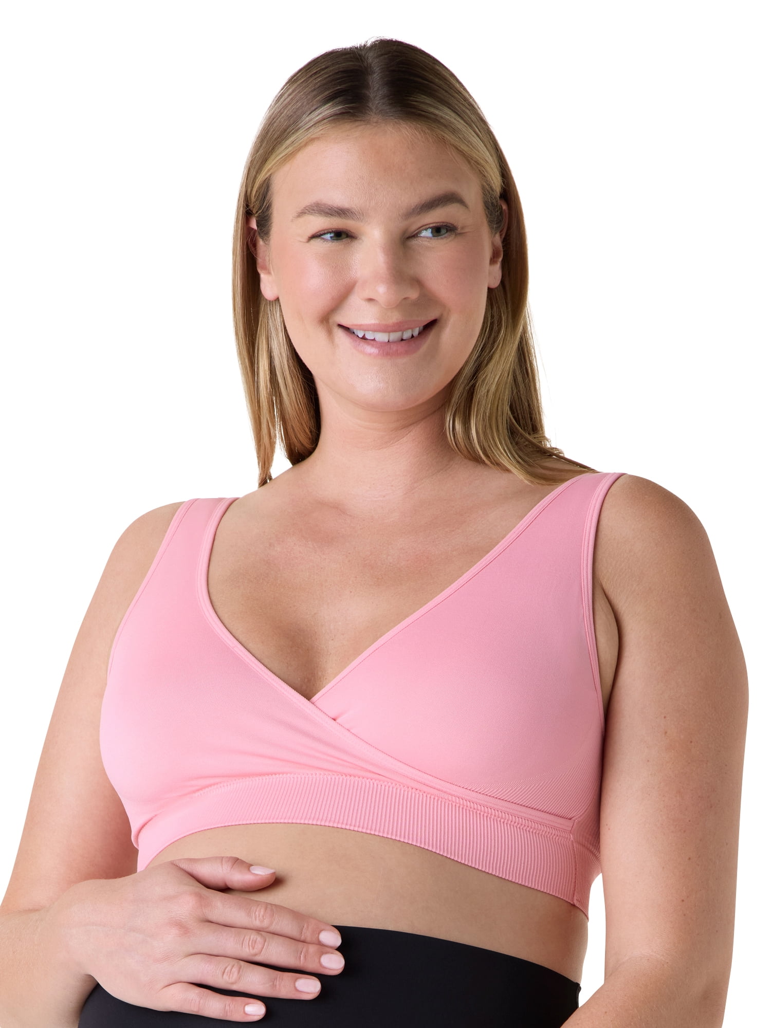 Ingrid & Isabel For Every Belly Women's Maternity & Nursing Seamless Crossover Bra, 2-Pack, SizesXS-4XL