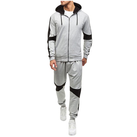 Edvintorg Tracksuits Set for Men Sport Zip Hooded Coat Jacket Elastic Trousers Pants Casual Two Piece Pant Sets