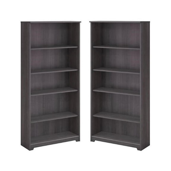 Home Square 2 Piece Engineered Wood Tall Bookcase Set in Heather Gray