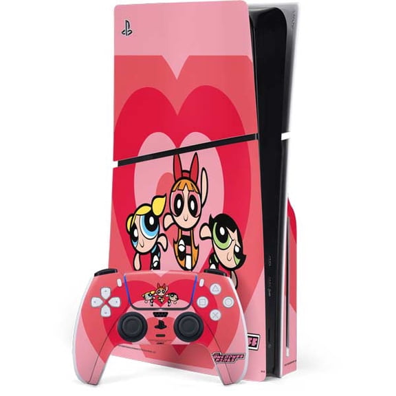 Skinit Cartoon Network Powerpuff Girls Hearts PS5 Slim Disk Bundle Skin