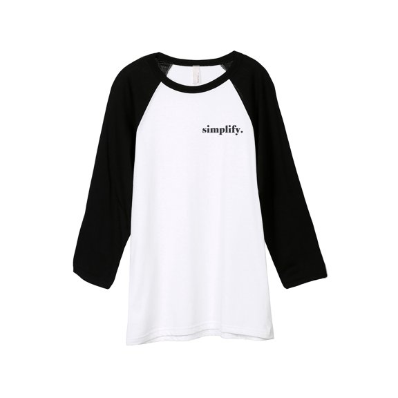Simplify Unisex 3/4 Sleeves Baseball Raglan T-Shirt Tee White Black X-Small