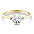 thumbnail image 2 of Gem Stone King 10K Yellow Gold White Moissanite and White Diamond Solitaire Engagement Ring for Women 0.83 Cttw, Round 6MM, Gemstone Birthstone (Size 6), 2 of 6