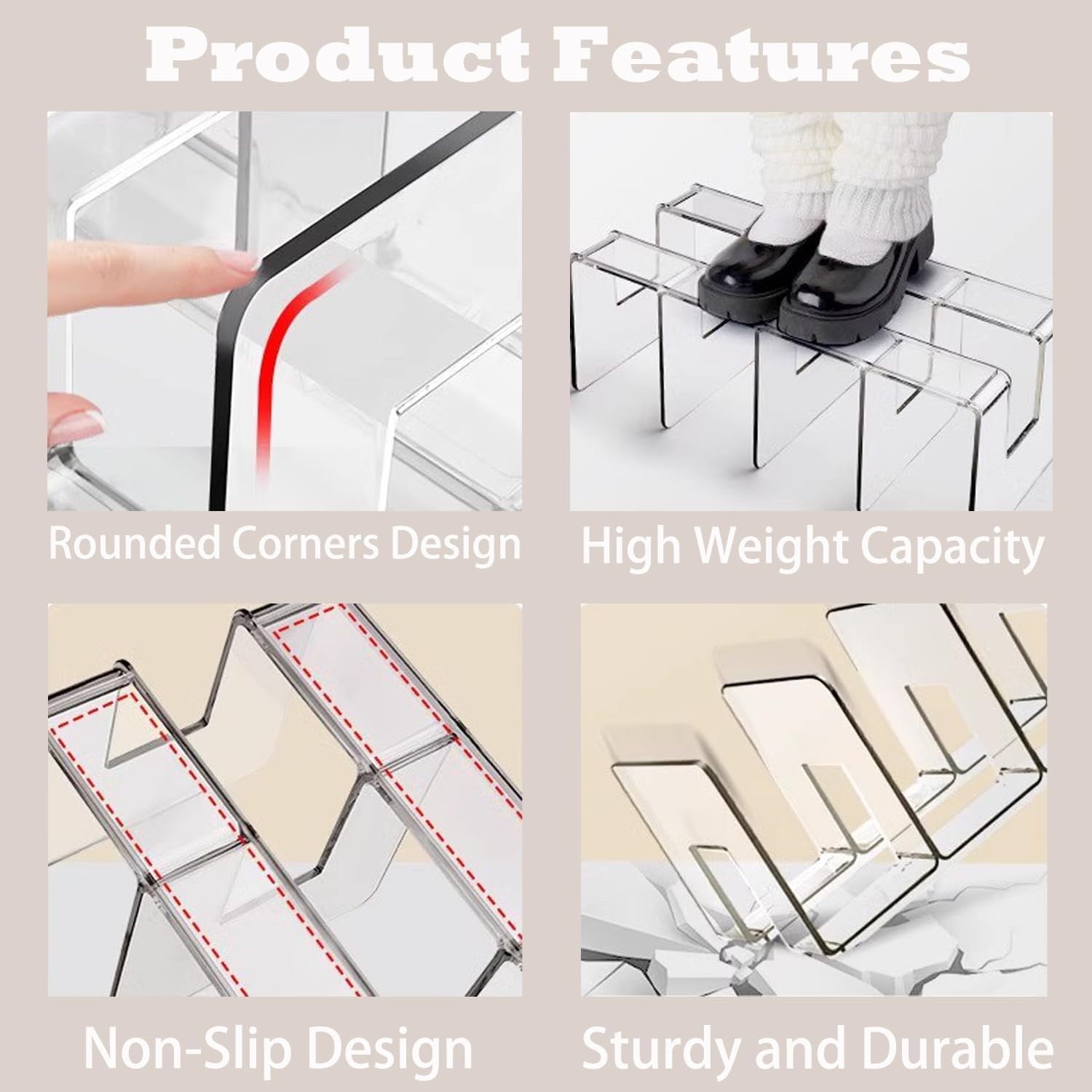 Acrylic Desk File Sorter,Clear Purse/Handbag Organizer,Desktop File Divider,Book Organizer,Office Supplies Stand,Folder Bookshelf for Envelopes,Document,Notebook,4 Sections,Clear,2 Pcs