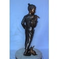 thumbnail image 5 of Nifao Girl with Two Bunnies in Nature Bronze Statue, Delightful Decor – Home Office Decor Sculpture, 17"L x 13"W x 44"H, 5 of 10