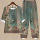 thumbnail image 1 of Puntoco-Conjunto de traje de dos piezas para mujer, top corto con cuello redondo y pantalones informales, estampado de verano, liquidación Puntoco Puntoco-3394, 1 of 5